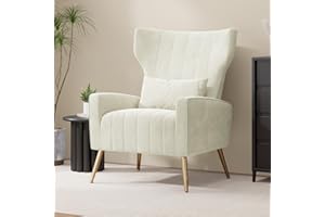 Hawthyhome Armchair Recliner with Comfortable Cushion with Pillow Golden Metal Legs Padded Seat Lounge Couch Armchair for Living room,and Bedroom Beige