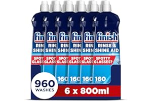 Finish, Dishwasher Rinse Aid, Rinse & Shine Cleaner, 800ml (6 x 800ml, Total 4.2L), Ultimate Clean & Diamond Shine, Glass Protection, Spot Prevention, Better Drying vs Finish Detergent alone