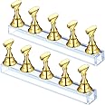 Blulu 2 Sets Acrylic Nail Display Stand Nail Practice Holder Magnetic Nail Practice Stand Fingernail DIY Nail Stand for False Nail Manicure Tool Salon Use (gold)