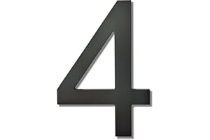 Ywonoby Numéro de maison extérieur, 200mm grand numéro de maison extérieure flottant 3D moderne - résistant aux intempéries et facile à installer - en acrylique de haute qualité, numéro noir mat (4)