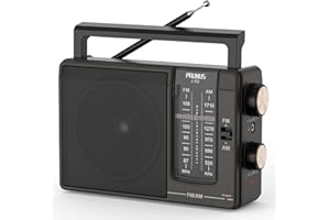 Poste Radio FM/AM PRUNUS J-03 Radio Portable Piles et Secteur, Transistor Haute Performance, Excellente Réception DSP, Haut-Parleur Puissant, Prise Casque 3.5mm - Idéal pour Personnes Âgées, Cuisine
