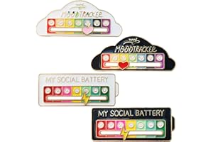 DALAETUS 4 Pcs Adjustable Social Battery Pins Set, Cute Creative Mood Pins in 2 Styles, Funny Social Battery Badge, Social Battery Brooch for 7 Days, MY SOCIAL BATTERY Enamel Pin for Men, Women, Gifts