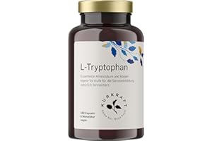 ‎KURKRAFT L-Tryptophan 500mg - 180 Kapseln hochdosiert - natürlich fermentiert - laborgeprüft - vegan - ohne unerwünschte Zusatzstoffe - deutsche Produktion
