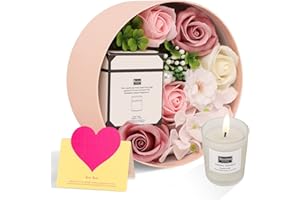 ANBET Mujer Flores de Jabon Rosas Artificiales con Vela Aromatica Personalizados Regalo Dia de la Madre para Mama día de San Valentín Navidad Boda Original Decorar