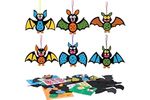 FIVEMILEBRO Set di 6 pezzi, kit di artigianato creativo fai da te per Halloween, con adesivi in feltro, artigianato autoadesivo, regalo di compleanno per bambini (Pipistrello)