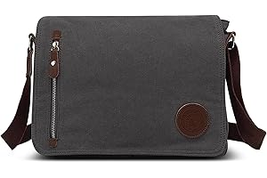DORRISO Uomo Borsa a Tracolla Moda Borse Messenger Ventiquattrore 14 pollici Laptop Messenger Bag Briefcase Viaggio Causale Lavoro Scuola Tela Borsa a Tracoll Grigio
