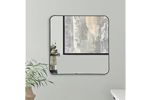 Americanflat Specchio Quadrato da Parete 60x60 cm con Cornice Nera - Specchio da Parete Moderno per Bagno, Camera, Salotto - Specchio da Muro Quadrato - Specchio con Cornice e Ganci Integrati