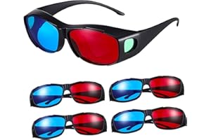 Garneck 5 Pcs Anaglyph 3D Glasses - Red and 3D Viewing Glasses for Home Cinema - & Games Universal Compatibility for Stunning