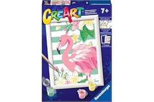 Ravensburger Creart Fenicottero Gioco Creativo Per Bambini, Età Raccomandata 7+, Contiene Una Tavola Prestampata E Un Tracciato Che Guida L'Attività, Multicolore, 16 x 22 x 5 cm