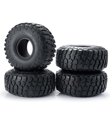 4Pcs 75MM 1.55 Pouces Pneu de Roue en Caoutchouc pour Axial Jr 90069