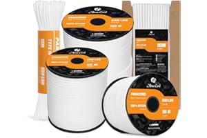 Abma Cord 550 Paracorde 4mm 10m Type III Corde 100% Nylon 7 Brins pour Bracelet, l'artisanat, Survie, Extrieur - Max. 250 kg - Blanc