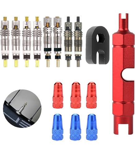 10pcs Presta Valve Cores With Removal Tool – Copper Replacement Cores For Bicycle Tubeless Valves | Includes Valve Wrench For Easy Bike & Car Tire Maintenance