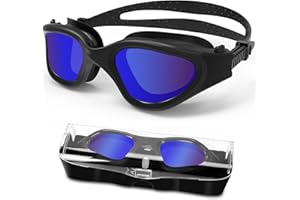 HOTSRACE Gafas de natación polarizadas Anti-vaho Protección UV Impermeable, Gafas Natación visión Clara fáciles de Ajustar para Hombres, Mujeres, Adultos y Adolescentes