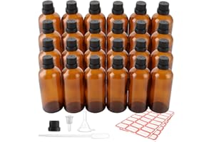 DAJAVE 24 flaconi per contagocce da 100 ml, in vetro marrone, set di bottiglie da farmacia, con gocciolatore, piccole bottiglie di vetro con tappo a vite