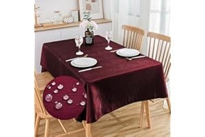 SPRICA Jacquard Tablecloth Water Resistance Solid Colour Heavy Weight Soft Table Cover, Machine Washable, Rectangle 300x150cm, Wine Red