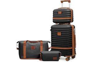 Joyway Valigetta da viaggio in ABS con gusci rigidi espandibili, nero/marrone, Handgepäck-Set 4tlg