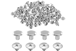 sourcing map 50set M5 x 6mm Chicago Screw Metal Phillips Head Binding Screws Post Nail Rivet Stud Screw Rivets for DIY Leather Belt Bag Craft Bookbinding, Silver Tone