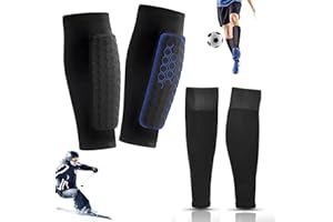 AOOTUERL Lot de 2 paires de protège-tibias de football, chaussettes de football, manchons de compression en nid d'abeille pour enfants et adultes, pour jeux de ballon, débutants, course à pied, cyclisme
