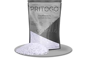 Pritogo Paraffinwachs Kerzenwachs für Kerzen zum Gießen (900g) weiß - Made in Germany - Wachs-Granulat Pastillen Vollraffiniert - Markenqualität