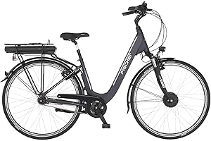 ‎FISCHER FISCHER E-Bike City, CITA ECU 1401 Elektrofahrrad für Damen und Herren, RH 44 cm, Frontmotor 32 Nm, 36 V Akku, anthrazit matt, 28 Zoll