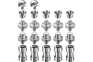 Muscccm 22 Stück Gewindeschraube 1/4" auf 3/8 Schraube, 1/4" auf 1/4" Zoll Schraube mit Edelstahl Material für Stativ/Einbeinstativ/Schnellwechselplatte/Kameraschraube