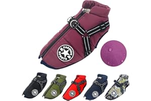 AYWOJA Manteau d'hiver Imperméable pour Chien Chaud avec Harnais, Veste de Chien Imperméable pour Petit Moyen Grands Chiens, Conception de Bandes Réfléchissantes lavables en Machine Anneau en D Durable