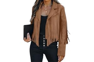 Bibowa Faux Suede Leather Jackets For Women Trendy Fall Western Fringe Cropped Jacket 2025 Tassel Motorcycle Crop Coats