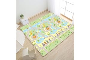 Gutsbox Tappeto Bambini Ripiegabile XPE Pieghevole Doppio Lato Tappeto Gioco per Bambini, non tossico, impermeabile e reversibile, 180x150x0.5cm