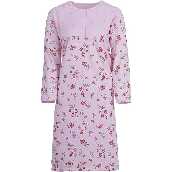Comtessa Klassiek Nachthemd 'Rosé Charming Tulips' - Lange Mouw - Roze