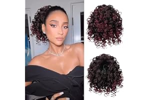 RUWISS Coda Capelli Extension con Coulisse Posticci per Capelli Ricci Sintetici Naturali Coda Cavallo Extension Capelli Ondulati Morbiti Ponytail Extensions Per Donna,6 Pollici (1B/BUG)