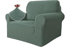 Ystyle Rozciągliwy Pokrowiec Na Sofę 1-Osobową, Uniwersalny Pokrowiec Na Kanapę Z Podłokietnikami, Antypoślizgowy Ochraniacz Na Kanapę Odporny Na Zadrapaniau, Narzuty Na Sofę, Jasnozielony