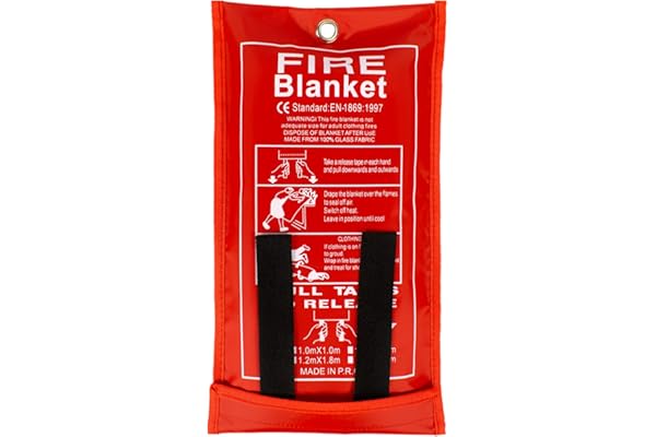 FLASLD Manta ignifuga apaga Fuegos Cocina, 100x100 cm Mantas de Fuego de Fibra de Vidrio de Emergencia para Personas, protección ignífuga y Aislamiento térmico Fire Blanket