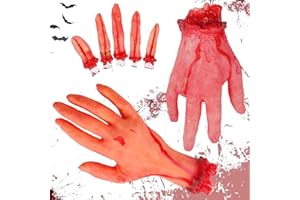 NHYDZSZ Falsi Spaventosi Mano mozzata,Puntelli di Sangue Mano mozzata,Realistico Halloween Sanguinosa Finta Mano Umana per la casa stregata Halloween Vampiro Zombie Rifornimenti del Partito