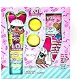 LOL Surprise Bath Gift Set for Kids - Vegan 2-in-1 Shower Gel & Shampoo with Mango Fragrance (240ml), Bath Bombs (2 x 55g), Cute LOL Design Pink Socks