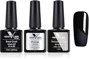 V VENALISA VENALISA Base and Top Coat with Nail Primer Gel Set Long Lasting No Wipe Tempered Top Coat Shiny Soak Off UV LED Gel Polish (Need Curing Under UV LED Lamp)