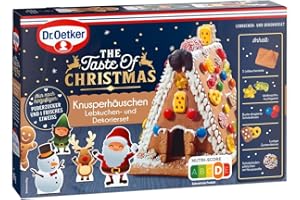Dr. Oetker Knusper-Häuschen, Lebkuchenhaus und Dekorierset zum Basteln und Verzieren für die Weihnachtszeit - 1 x 403 g