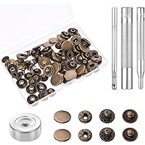 Kit Bottoni A Pressione 15mm In Ottone - 24 Pezzi Con 4 Utensili Per Cucito Su Abbigliamento E Accessori