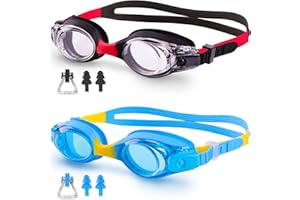 TRUSIEL Kids Swimming Goggles,Swim Goggles for Children Kids Boys Girls Toddler Age 4-13, Anti-Fog Anti-UV Waterproof Comfortable Silicone with Clear Vision and Portable Case