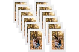 EXYGLO Cornici Foto, Cornice 10x15, Portafoto da Tavolo e da Parete Contengono 12 Cornici Bianche, Decorazione per Soggiorno, Corridoio, Camera da Letto, Ufficio