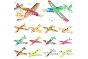 JOGNEE Piankowe samoloty dla dzieci (zestaw 12 sztuk), styropianowe samoloty – 6 modeli samolotów, na przyjęcie urodzinowe, zestaw zabawek w kształcie samolotu, zabawka nagrodowa dla chłopców i dziewczynek