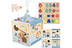 ANGAHE creating moments Pack Cubo Actividades Montessori + Puzzle de Madera | Juguetes Educativos 1 a 3 Años | Motricidad Fina y Sensorial | Regalo Niño y Niña 2 Años | Montessori Bebé