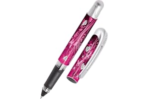 ONLINE stylo roller ergonomique Pink Dreams │ pour l'école et le lycée │ poignée souple pour gauchers et droitiers │ cartouches d'encre standard, rechargeables, couleur bleue │ stylos pour étudiants