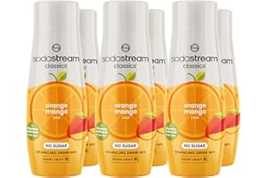 SodaStream Zeros Drink Mix, Classic Fruits Range, Sugar Free Soda Syrup for Sparkling Flavoured Water, Multipack of 6 x 440ml Bottles creates 54L of Drink, Orange and Mango Flavour with added vitamins