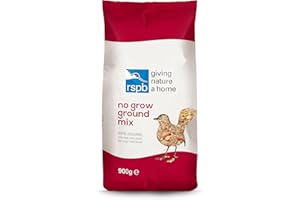 No Grow Bird Seed Mix for Wild Birds, Nutritious Wild Bird Food for Small Birds with Sunflower Hearts and Rolled Oats, Made in the UK, Suitable for Year-Round Feeding (900g) - RSPB