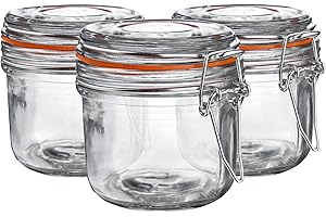 Argon Tableware 6x 200ml (0.2 Litre) Clear Glass Storage Jars with Orange Airtight Silicone Seal and Metal Clip Lids - 6.7oz Small Empty Kitchen Containers