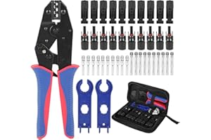 QACPAHUCY Zestaw zaciskarki solarnej do kabli 2,5/4/6mm² dla paneli fotowoltaicznych – zaciskarka solarna z 10 parami męskich/żeńskich złączy solarnych i gniazdami + 2 klucze + 1 zaciskarka