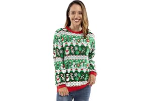 U LOOK UGLY TODAY Hässlicher Weihnachtspullover Damen Unisex lustig Chunky Fair Isle Gestrickter Festlicher Pullover Ugly Christmas Sweater für Party