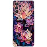 PrintiFy Samsung Galaxy A32 ile Uyumlu Vitray Sessiz Lotus Tasarımlı Şeffaf Silikon Kılıf