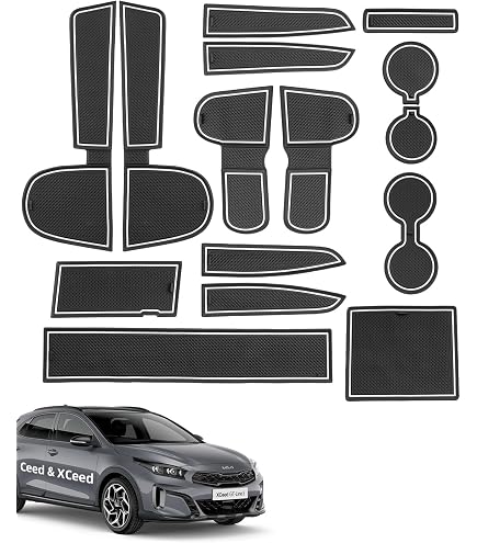Tapis Anti-poussière Pour Kia Ceed 2018-2025 - 15 Pièces En Caoutchouc - Noir & Blanc - Protection Complète Intérieur