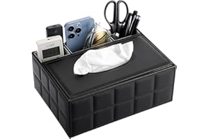 BTSKY PU skóra gospodarstwo domowe biuro prostokątne pudełko na chusteczki z uchwytem do przechowywania na pilocie - pulpit uchwyt na chusteczki organizer pudełko do przechowywania zdalny pojemnik,